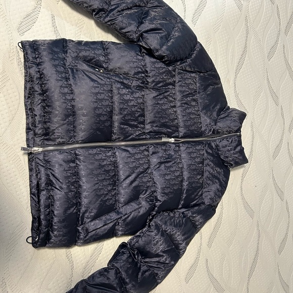 Navy Puffer Dior Jacket with Logo Pattern - Picture 1 of 3